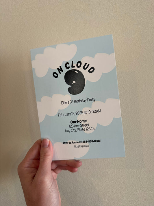 "On Cloud 9" Birthday Party Invitations